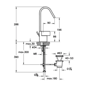 Дизайнерски каскаден смесител за мивка с изпразнител Diagon 