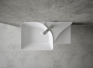 Дизайнерска тънкостенна мивка за баня с плот Poise-X - Бял гланц