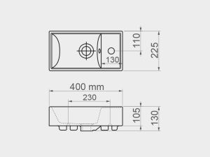 Малка мивка за баня и тоалетна Minos Right
