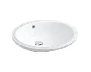 Овална мивка за вграждане под плот за баня с преливник 